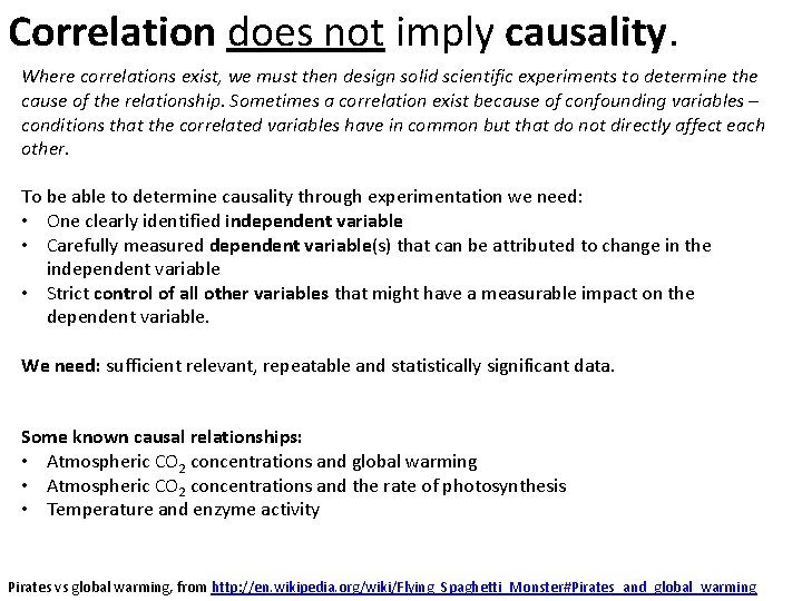 Correlation does not imply causality. Where correlations exist, we must then design solid scientific