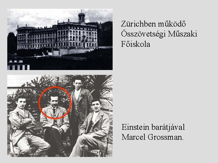 Zürichben működő Összövetségi Műszaki Főiskola Einstein barátjával Marcel Grossman. 