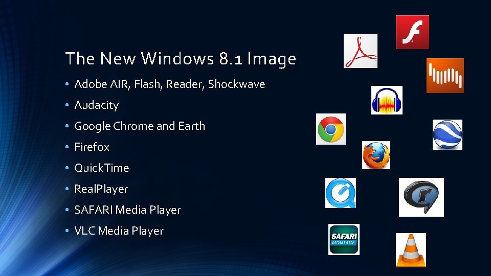 The New Windows 8. 1 Image • Adobe AIR, Flash, Reader, Shockwave • Audacity