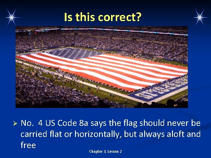 Is this correct? Ø No. 4 US Code 8 a says the flag should