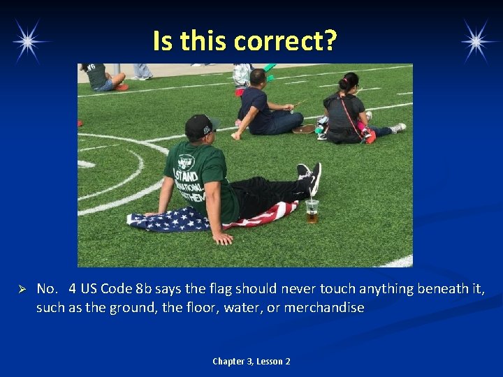 Is this correct? Ø No. 4 US Code 8 b says the flag should