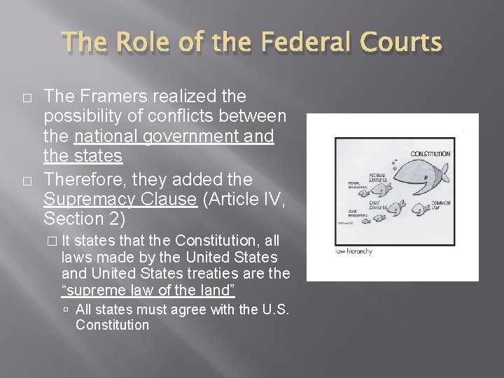 The Role of the Federal Courts � � The Framers realized the possibility of