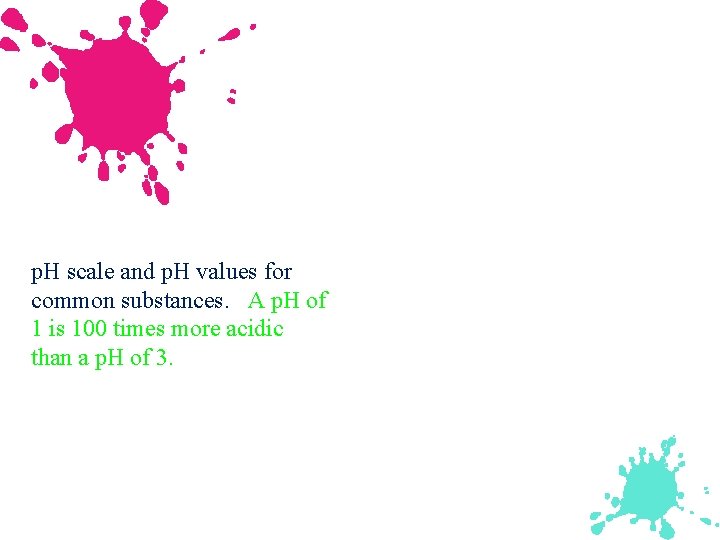 p. H scale and p. H values for common substances. A p. H of