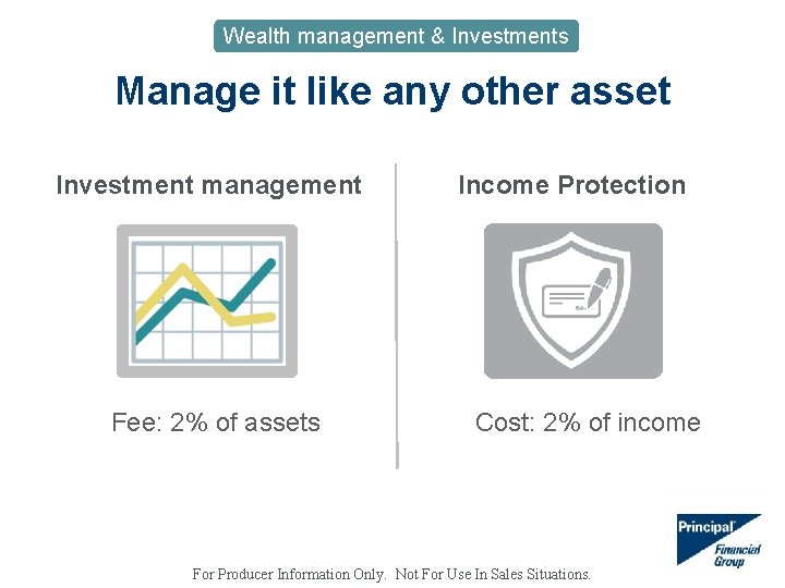 Wealth management & Investments Manage it like any other asset Investment management Fee: 2%