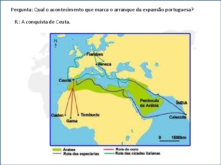 Pergunta: Qual o acontecimento que marca o arranque da expansão portuguesa? R. : A