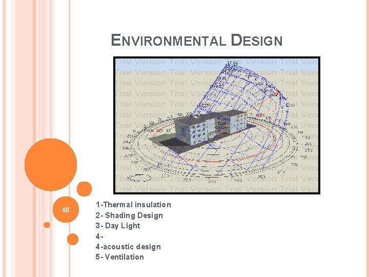 ENVIRONMENTAL DESIGN 40 1 -Thermal insulation 2 - Shading Design 3 - Day Light