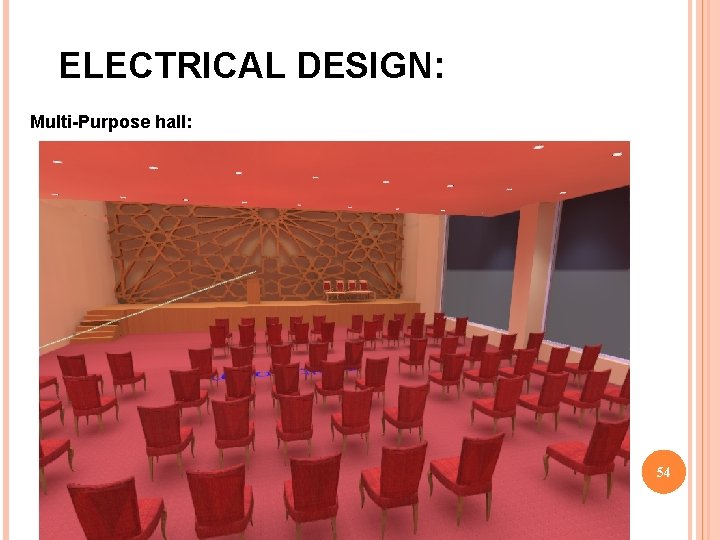 ELECTRICAL DESIGN: Multi-Purpose hall: 54 