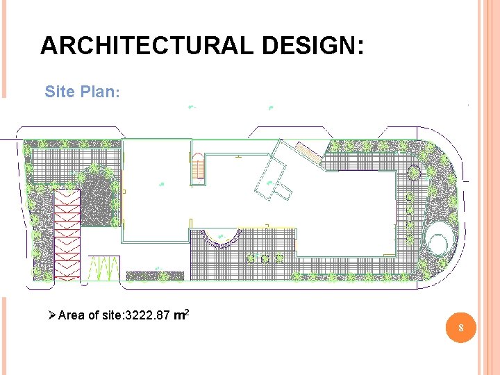 ARCHITECTURAL DESIGN: Site Plan: ØArea of site: 3222. 87 m 2 8 