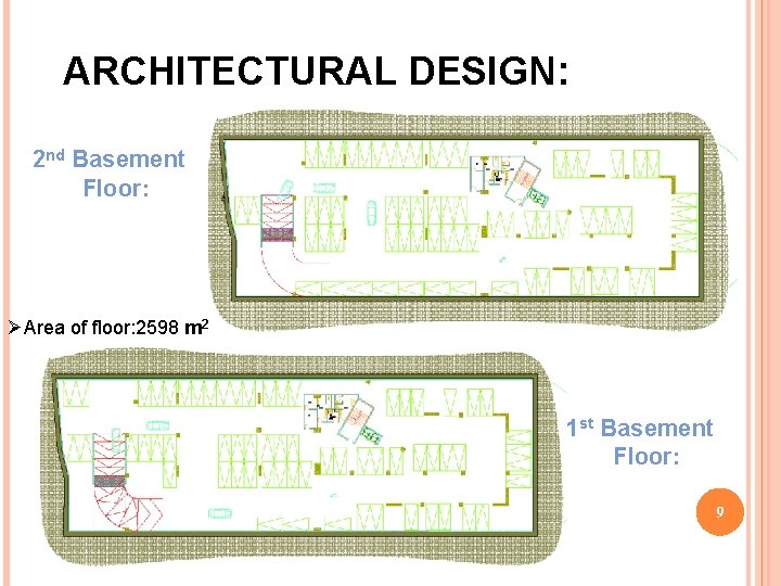 ARCHITECTURAL DESIGN: 2 nd Basement Floor: ØArea of floor: 2598 m 2 1 st