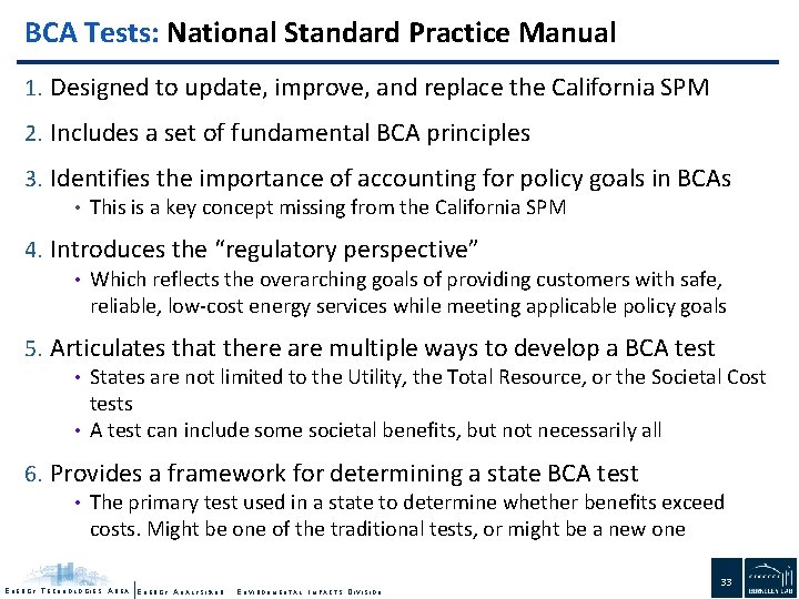 BCA Tests: National Standard Practice Manual 1. Designed to update, improve, and replace the