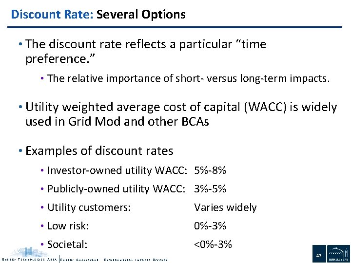 Discount Rate: Several Options • The discount rate reflects a particular “time preference. ”