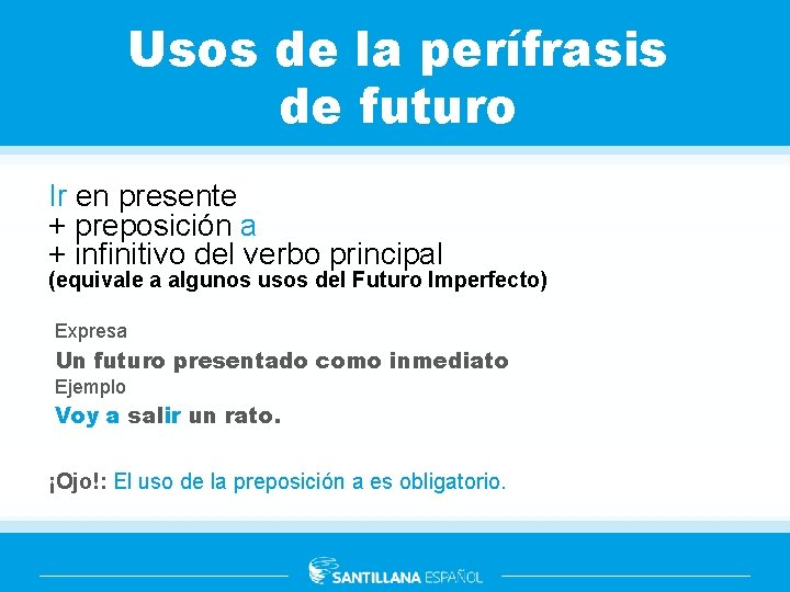 Usos de la perífrasis de futuro Ir en presente + preposición a + infinitivo