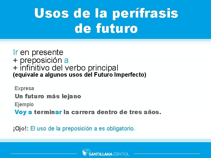 Usos de la perífrasis de futuro Ir en presente + preposición a + infinitivo