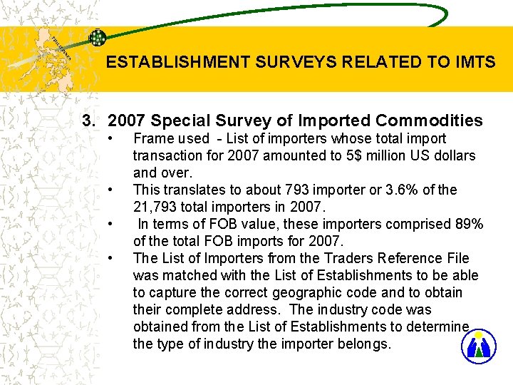 ESTABLISHMENT SURVEYS RELATED TO IMTS 3. 2007 Special Survey of Imported Commodities • •