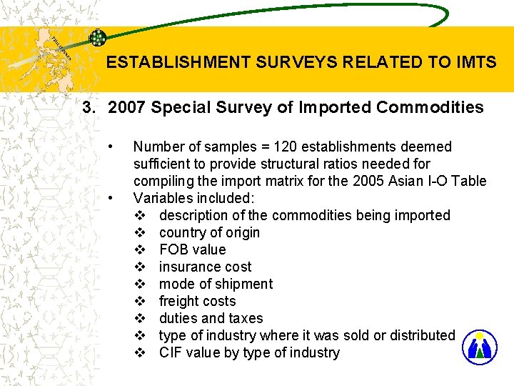 ESTABLISHMENT SURVEYS RELATED TO IMTS 3. 2007 Special Survey of Imported Commodities • •