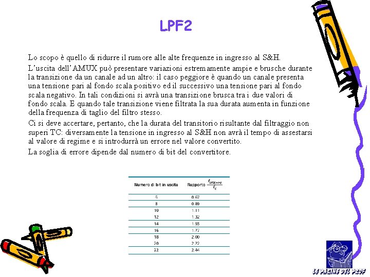 LPF 2 Lo scopo è quello di ridurre il rumore alle alte frequenze in