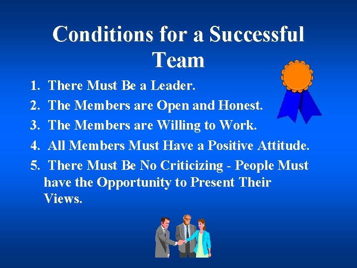 Conditions for a Successful Team 1. 2. 3. 4. 5. There Must Be a