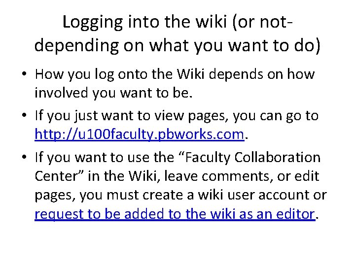 U 100 Faculty Wiki User Guide By Michael