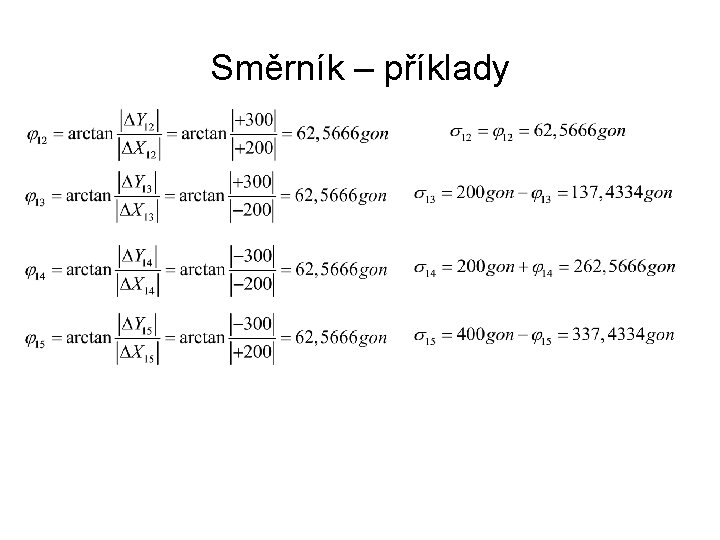 Směrník – příklady 