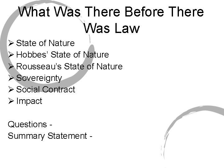 What Was There Before There Was Law State of Nature Hobbes’ State of Nature