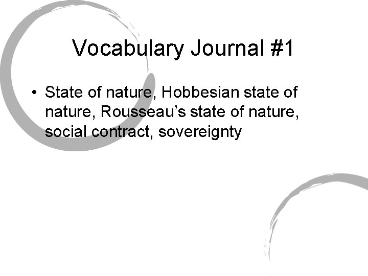 Vocabulary Journal #1 • State of nature, Hobbesian state of nature, Rousseau’s state of
