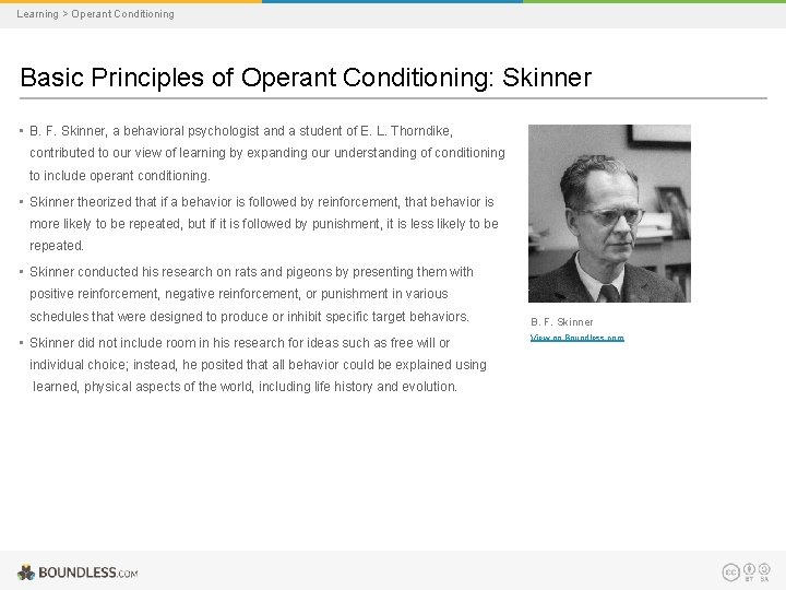 Learning > Operant Conditioning Basic Principles of Operant Conditioning: Skinner • B. F. Skinner,