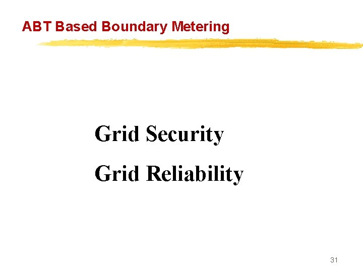 ABT Based Boundary Metering Grid Security Grid Reliability 31 