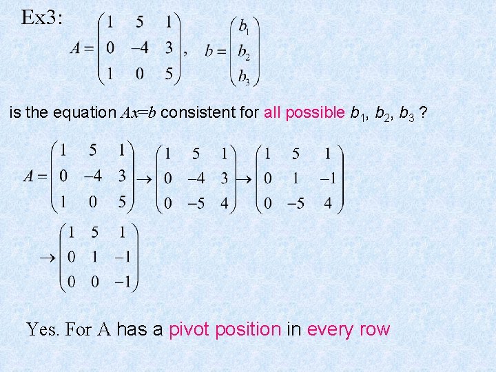 Ex 3: is the equation Ax=b consistent for all possible b 1, b 2,