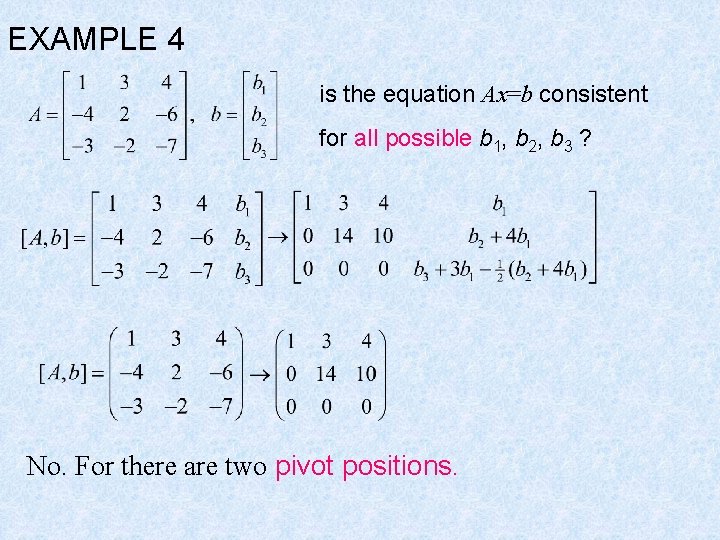 EXAMPLE 4 is the equation Ax=b consistent for all possible b 1, b 2,