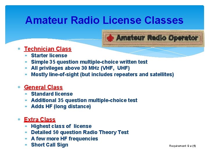 Amateur Radio License Classes Technician Class Starter license Simple 35 question multiple-choice written test