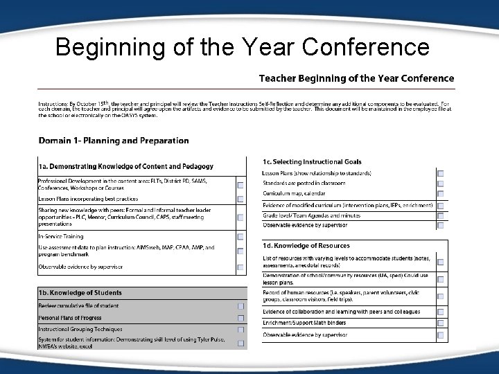 Beginning of the Year Conference 