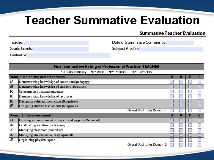 Teacher Summative Evaluation 