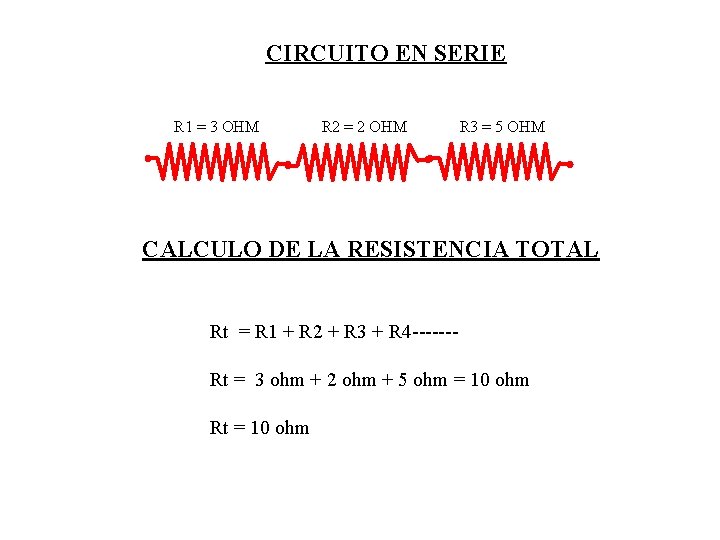 CIRCUITO EN SERIE R 1 = 3 OHM R 2 = 2 OHM R