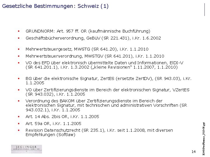 § GRUNDNORM: Art. 957 ff. OR (kaufmännische Buchführung) § Geschäftsbücherverordnung, Ge. BüV (SR 221.