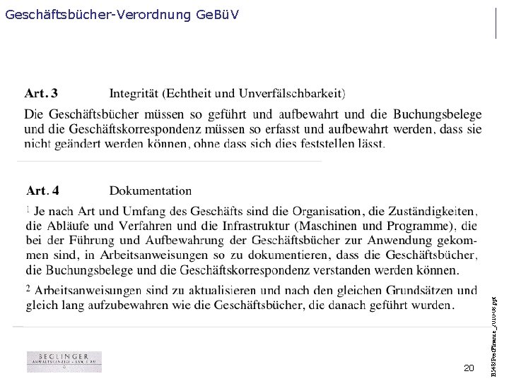 20 B 548/Post. Finance_2010 -08. ppt Geschäftsbücher-Verordnung Ge. BüV 