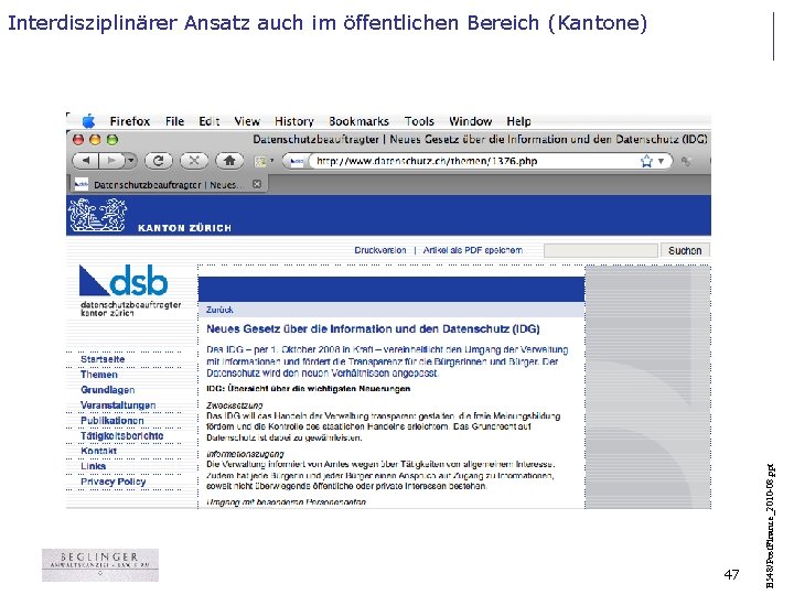 47 B 548/Post. Finance_2010 -08. ppt Interdisziplinärer Ansatz auch im öffentlichen Bereich (Kantone) 