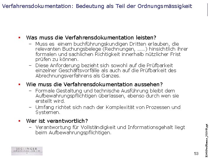 Verfahrensdokumentation: Bedeutung als Teil der Ordnungsmässigkeit § Was muss die Verfahrensdokumentation leisten? – Muss