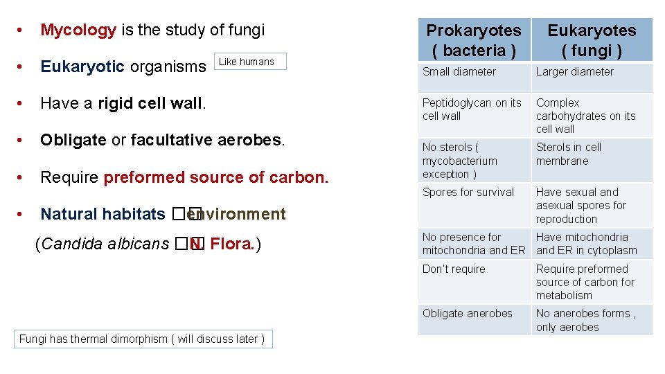  • Mycology is the study of fungi • Eukaryotic organisms • Have a