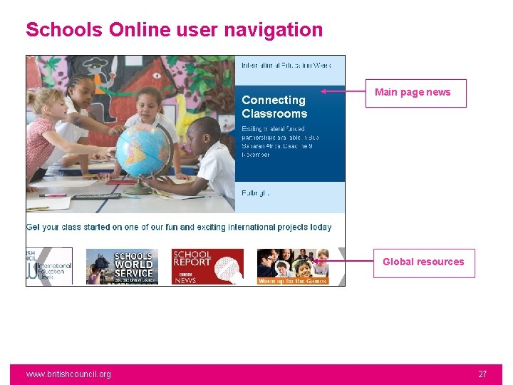 Schools Online user navigation Main page news Global resources www. britishcouncil. org 27 