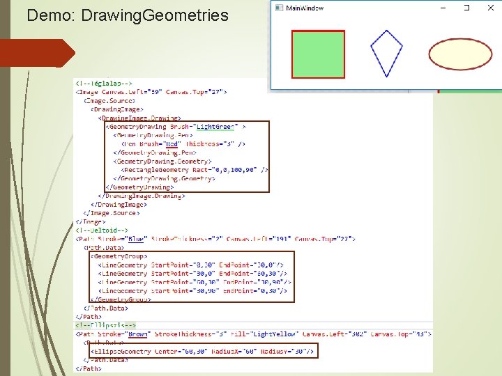 Demo: Drawing. Geometries Dr. Johanyák Zsolt Csaba: Vizuális programozás (c) 2016 