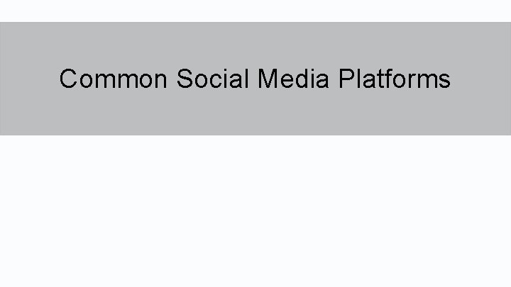 Common Social Media Platforms 