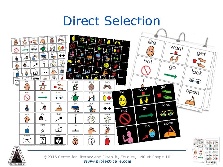 Direct Selection © 2016 Center for Literacy and Disability Studies, UNC at Chapel Hill