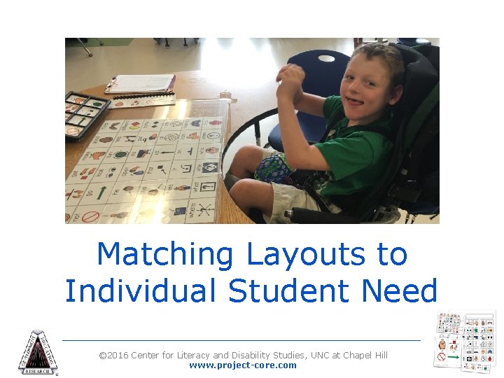 Matching Layouts to Individual Student Need © 2016 Center for Literacy and Disability Studies,