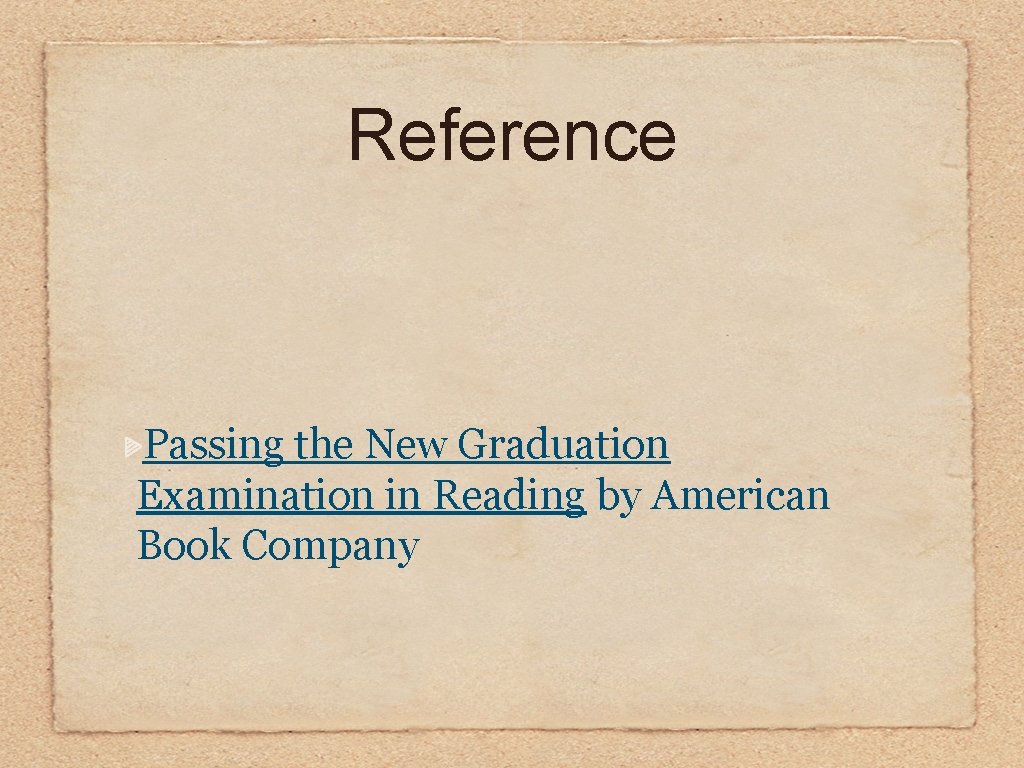 Reference Passing the New Graduation Examination in Reading by American Book Company 