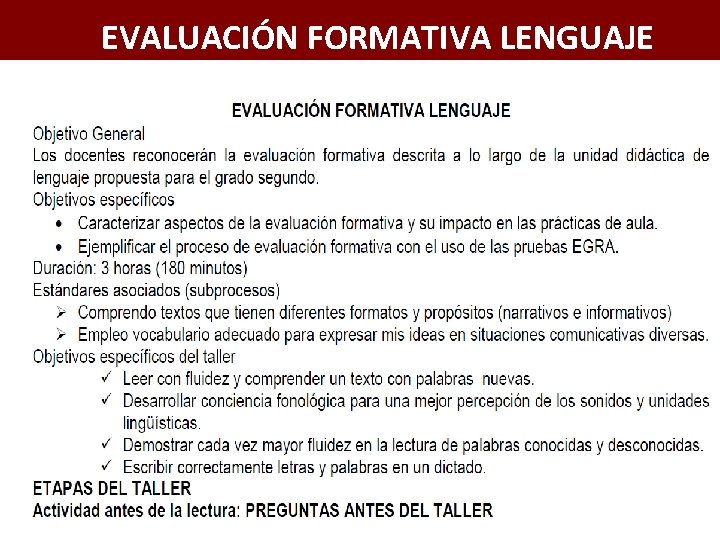 EVALUACIÓN FORMATIVA LENGUAJE 