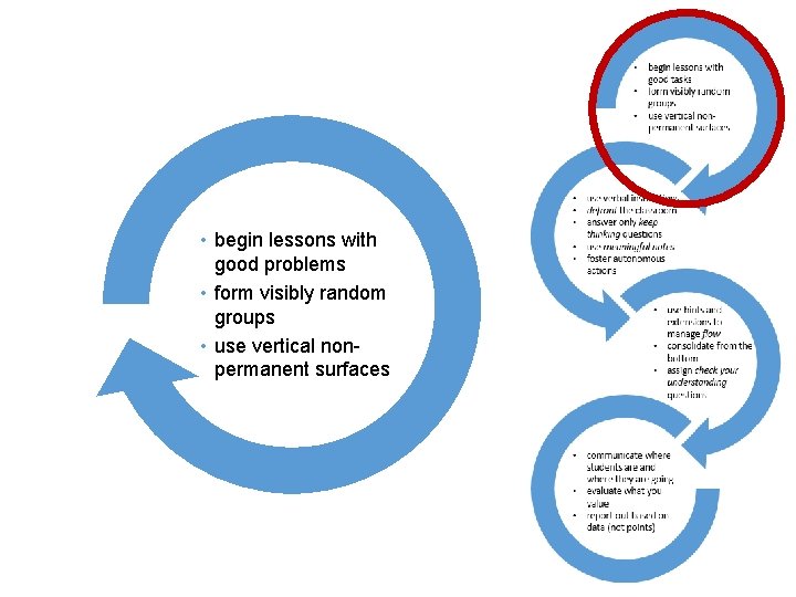  • begin lessons with good problems • form visibly random groups • use