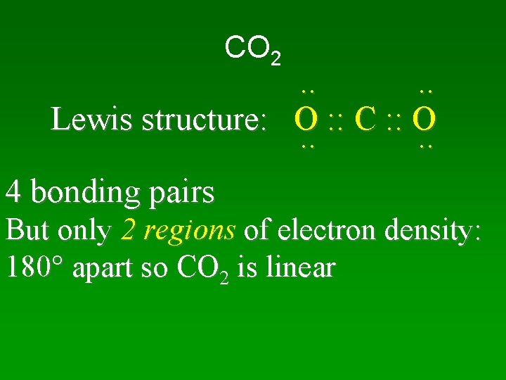 CO 2 . . Lewis structure: O : : C : : O. .