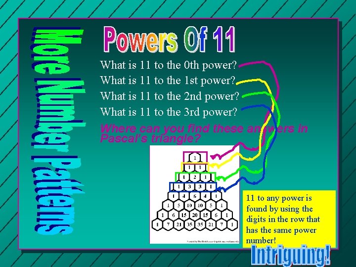 What is 11 to the 0 th power? What is 11 to the 1