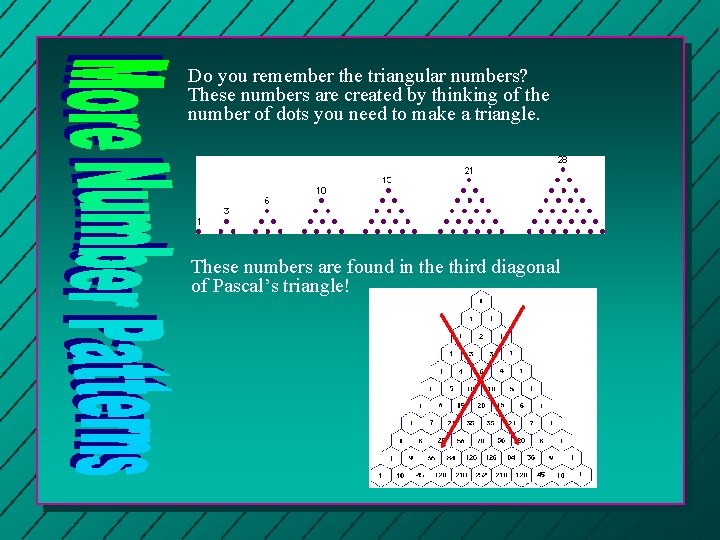 Do you remember the triangular numbers? These numbers are created by thinking of the