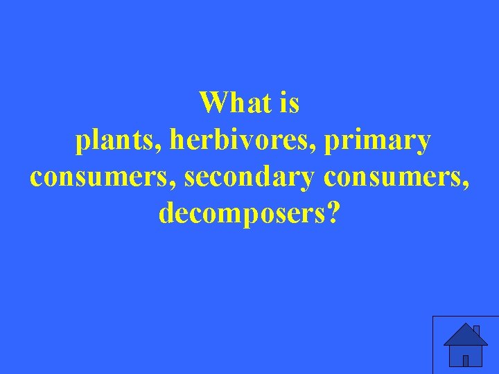 What is plants, herbivores, primary consumers, secondary consumers, decomposers? 